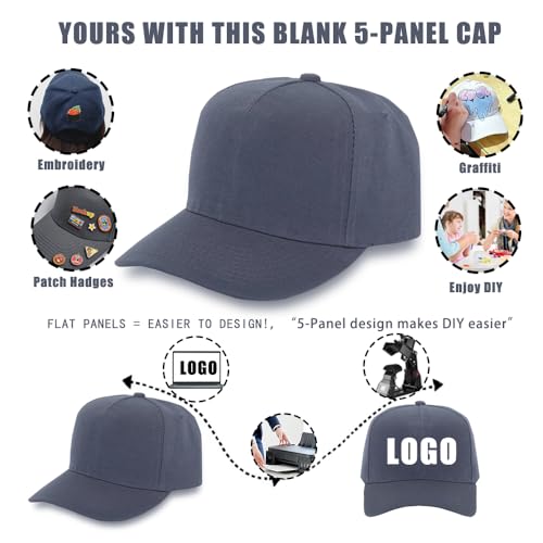 Image of 12 Pack Seamless Baseball Caps Wholesale Bulk - No Center Seam, DIY Friendly, Adjustable Breathable Lightweight for Men Women