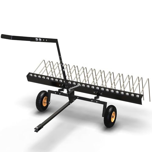 GarveeTech 60-Inch Tow Dethatcher with 24 Steel Tines