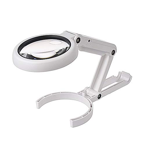 Image of 5/11X Magnifying Lamp, 8 LEDs Light Foldable Stand Handheld Large Magnifying Glass, Table Magnifier Tool