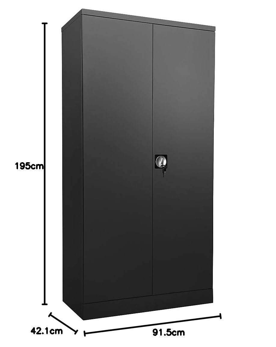 EUROKRAFT | Armoire métallique Nilas | avec 4 tablettes | h x l x p 1950 x 915 x 421 mm | Noir Profond