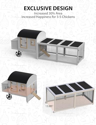 Garveelife WCC_C_WHITE_GL_DF_01 Chicken Coop, Outdoor Chicken Coop For 3-5 Chickens, 106In Chicken Coop With Run, Wooden Chicken Coop thumb #1