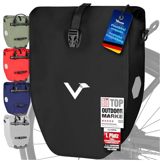 Valkental - Große & wasserdichte Gepäckträgertasche - Fahrradtasche für Gepäckträger mit Reflektoren