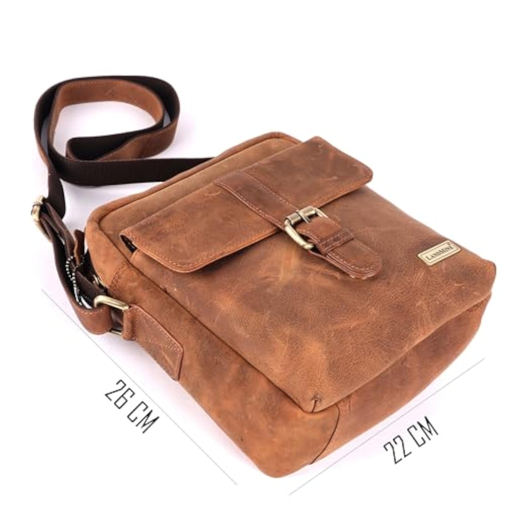 Crossbody Genuine Leather Sling Bag for Men, Tan