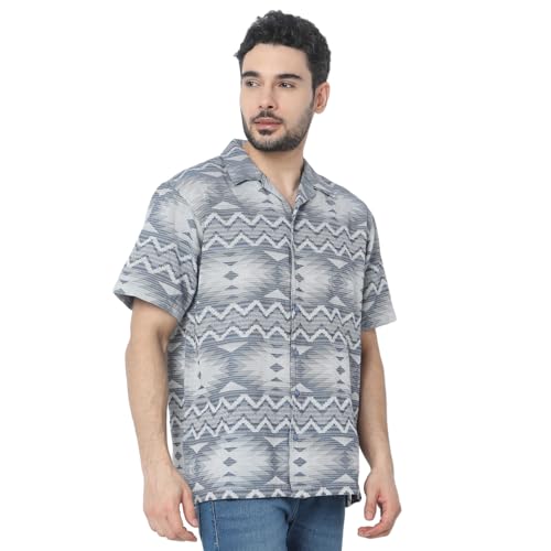 Image of Spykar Men's Relaxed Fit N /A Half Sleeve Printed Casual Shirts