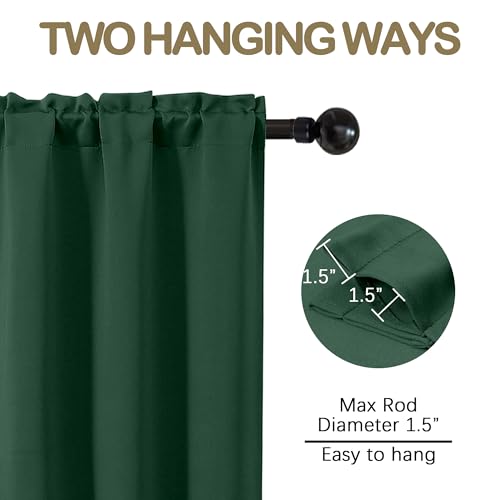Image of Kitchen Curtains for Small Window Treatment, Light Filtering Short Cafe Curtains Over Sink, Half Window Drapes Tier for Bedroom Bathroom Rod Pocket, 2x40Wx36L Inches, Ever Green