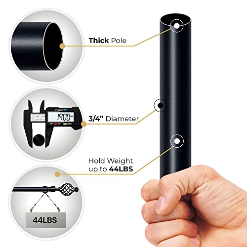 Image of Deco Essential 66 inch-120 inch Extendable Curtain Rod For Door & Windows Adjustable Length Heavy Duty Iron Telescopic Drapery Pole With Swirl Finials (3 /4 inch Diameter, Black Matt)
