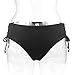 COCOSHIP Black Women's Black Solids Side Ties Bikini Bottom Side-Twist Hipster Swim Brief Waterwear 6(FBA)