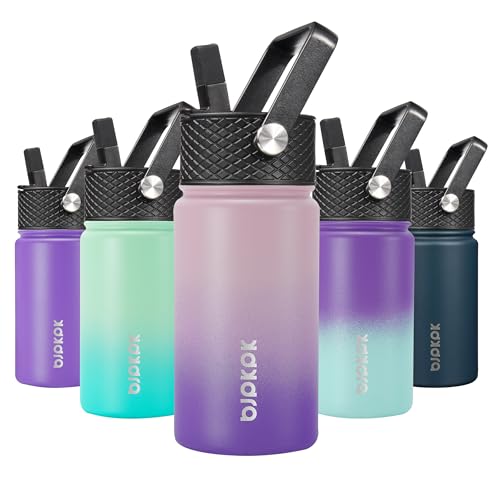 Image of BJPKPK Insulated Water Bottle, 15oz Stainless Steel with Straw Lid