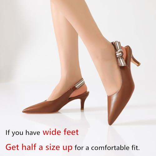 Image of RIBONGZ Sexy Slingback Pumps Elegant Dressy Heels for Women Closed Toe Pointy High Heels Wedding Bride Prom Party Evening Shoes