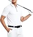 Alex Vando Mens Zipper Golf Shirt Moisture Wicking Zip Up Solid Fashion Polo Shirts,White,L