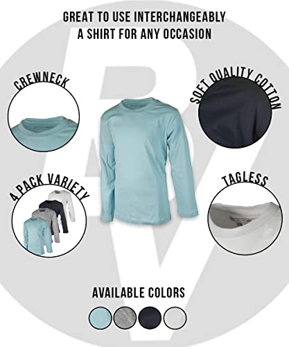 BROOKLYN VERTICAL Boys 4 Pack Long Sleeve Soft Cotton Tagless Crew Neck Tee Shirts| Sizes 2T to 18/204