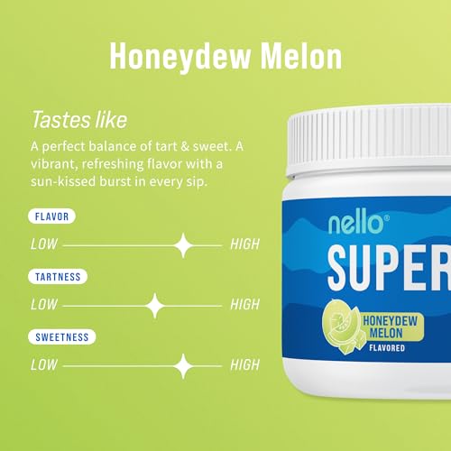 Image of Nello Supercalm Powdered Drink Mix Tub, Cortisol Reducer* and Sleep Aid Supplement, L Theanine, Ksm-66 Ashwagandha, Magnesium Glycinate, Vitamin D 3, No Sugar, Non GMO, 30 Ct, Honeydew Melon