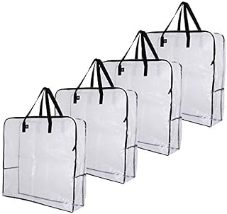 VENO 4 Pack Over-Sized Clear Organizer Storage Bag W/ Strong Handles and Zippers for College, Moving Supplies, Christmas Decorations, Wreath Tote, Under the Bed Storage, Garage Storage (Set of 4)