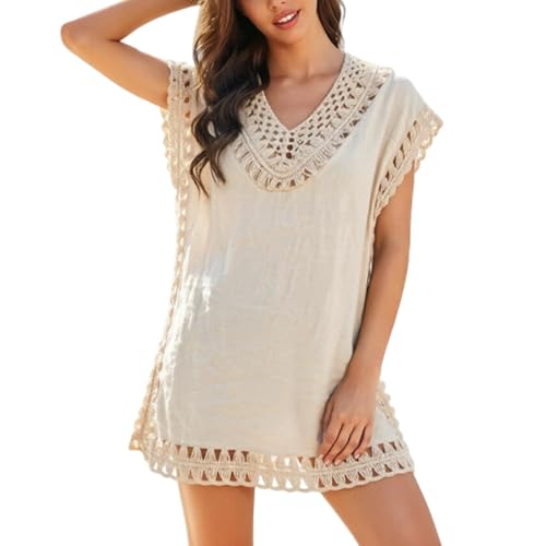 Vestido Tipo Chal de Punto Suelto para cubrirse en la Playa en Verano, Ideal para protegerse del Sol, Tejido vaporoso y Amplio, Estilo kaftán Moderno, cómodo y Muy Favorecedor, Playero Unisex