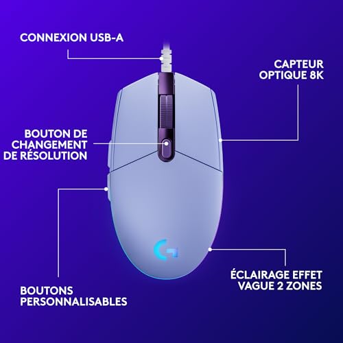 Logitech G G203 LIGHTSYNC Souris Gaming avec Éclairage RVB Personnalisable
