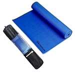 STRAUSS Yoga Mat with Carry Bag | Anti-Slip Exercise Mat for Women & Men | Home Gym Workout, Yoga, Pilates | Eco-friendly | Non-Slip Surface | Lightweight & Durable | 4mm (Blue)
