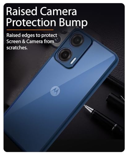 Image of WOW IMAGINE Shockproof Hybrid Back Cover for Motorola Moto G34 5G | Moto G45 5G | Hard Slim fit Back Case | PC & TPU | Clear Transparent Case - Blue