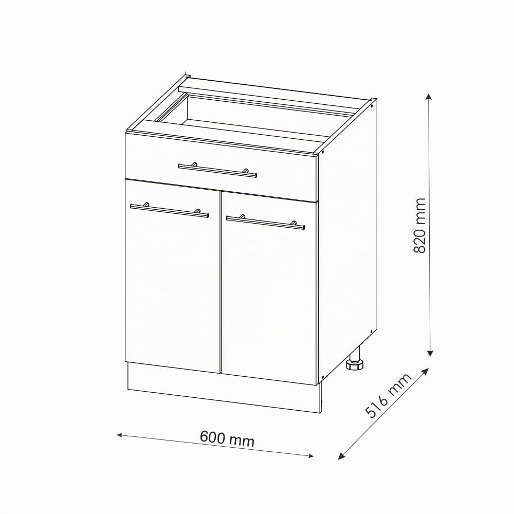 Vicco Mueble bajo de Cocina Fame-Line, Blanco casa de Campo, 60 cm | con cajón, sin encimera, para combinar con otros módulos de la serie Fame-Line