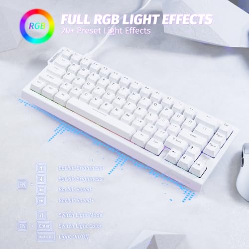 Image of ATTACK SHARK X68 HE RT Mechanical Gaming Keyboard 60% Wired TKL-White | Adjustable Actuation,Hall Effect Magnetic Switch,8KHz Polling Rate,RGB Backlit,Top Mount, Web Driver for PC Mac Esport Gamer