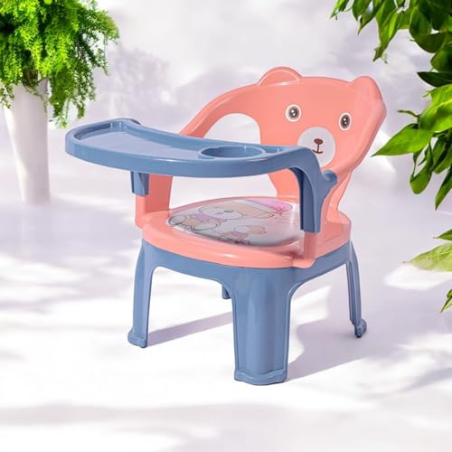 Image of Skylofts Pink Plastic Baby Chair with Cushioned Seat & High Backrest Feeding Chair for Baby with Removable Tray Chair for Kids (6months -4 Years)