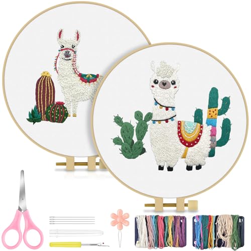 2-Pack Stamped Alpaca Embroidery Kit