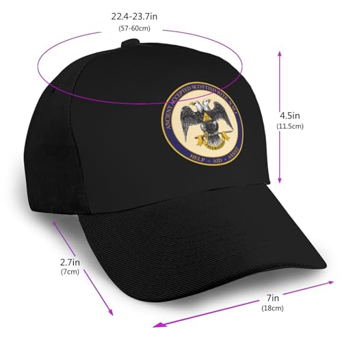 Ancient Accepted Scottish Rite Masonic Unisex Classic Adjustable Curved Brim Baseball Cap, Trucker Hat2
