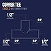 Supply Giant DDUF0012-5 Tee Copper Fittings With Sweat Ends, 1/2 (1 pack, 5 count)