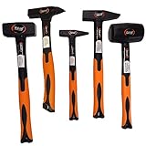 5 tlg Hammer Set 500 g 200 g Schlosserhammer Universalhammer Klauen Fäustel 1 Kg Gummihammer Antivibrationsgriff Hämmer-Set Fiberglas Hammer Satz Fiberglas griff vibrationsarm
