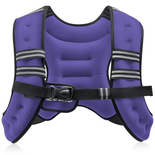 ZELUS Weighted Vest, 6lb/8lb/12lb/16lb/20lb/25lb/30lb Weight Vest with Reflective Stripe for Workout, Strength Training, Running, Fitness, Muscle Building, Weight Loss, Weightlifting, Violet(8 lb) by ZELUS - Used condition - US$28.21