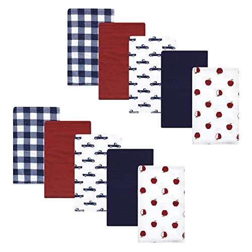 Image of Hudson Baby Unisex Baby Cotton Flannel Burp Cloths, Apple Orchard, One Size