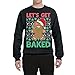 Lets get Baked Gingerbread Weed Stoner Ugly Christmas Sweater Unisex Crewneck Sweatshirt, Black, Large