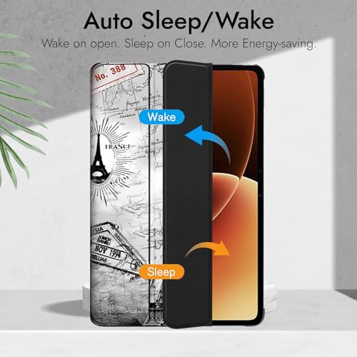 Image of Robustrion Cover for Xiaomi Pad 8 /8 Pro Case, Trifold Flip Case Cover for Xiaomi Mi Pad 8 /8 Pro 11.2 inch, Support Auto Sleep Wake - Eiffel