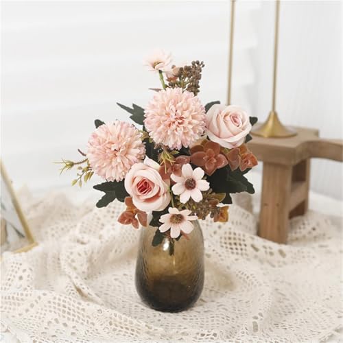 Ramo de rosas de seda artificiales decorativas con acabado realista 8