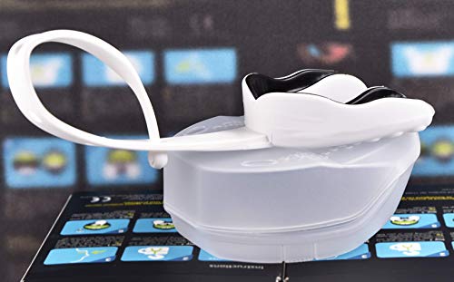 image for Oral Mart White/Black Sports Mouth Guard with Strap (Ice Hockey/Footba