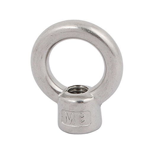 Image of uxcell Lifting Eye Nut M8 Female Thread 39mm Height 304 Stainless Steel Round Shape for Rope Fitting Pack of 2
