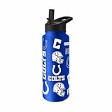 Team Fan Apparel NFL 34oz Quencher Stainless Steel Insulated Water Bottle, Easy-Carry, No-Spill, No-Leak Lid, Flip Top Spout (Indianapolis Colts - Royal)
