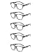 EYE ZOOM 5 Pack Retro Style Plastic Frame Reading Glasses for Men and Women, Gray Tortoise +1.50
