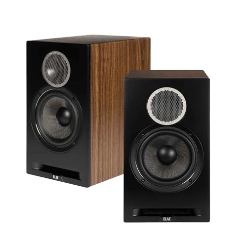 ELAC Debut Reference B6.2 Bookshelf Speakers - (Pair) Black Baffle, Walnut Cabinet