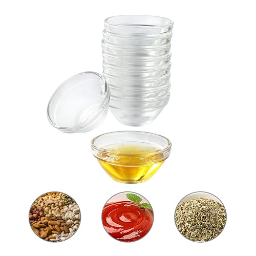 HAMMER IRON ALLEY 10PCS Small Mini Glass Bowls, HIA Dipping Sauce Pinch Condiment Prep Bowl (3inch, 2.5oz)