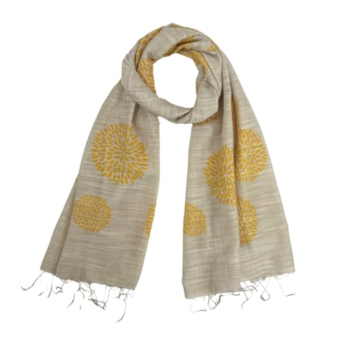 Humble Hilo Silk Blend Scarf Blooming Stencils Silk Cotton Scarf Floral Pattern Silk Neck Scarf for Women