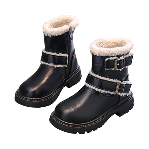 IWIHMIV Girls Dress Boots Ankle Boots Side Zipper Winter Soft Bottom Ankle Booties Outdoor Low Heels Girls Short Boots