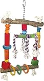A&E CAGE COMPANY HB117 Happy Beaks Wood Swing with Rope Assorted Bird Toy, 10 by 19