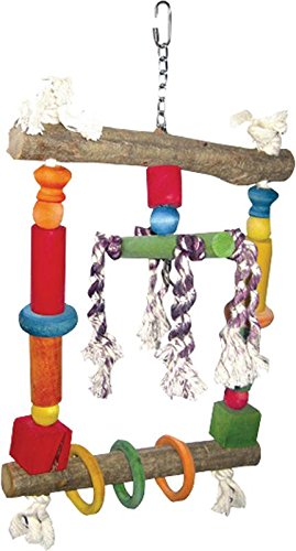 A&E Cage Company HB117 Happy Beaks Wood Swing with Rope Assorted Bird Toy, 10 by 19
