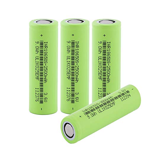 4pcs 18650 Battery Li-ion 3.7v Rechargeable Battery 2500mAh 12.5A 18650 Flat Top Battery