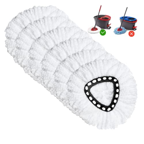 Image of Spin Mop Replacement Head 6 Pack Mop Refill Compatible with Ocedar Triangle Swivel Mops Microfiber Swivel Mop Refill,Deep Clean,Machine Washable and Easy to Replace
