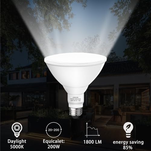 Par38 led Flood Lights Outdoor Light Bulb,Dimmable 1800LM,20W Replace up to 200W,Outdoor Flood Light Bulbs for Backyard,Garage,Porch,Garden,6 Pack 5000K Daylight
