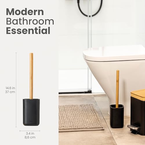 Image of Vigar Zense Toilet Brush and Holder Set, Polyresin Stone, Cool Black