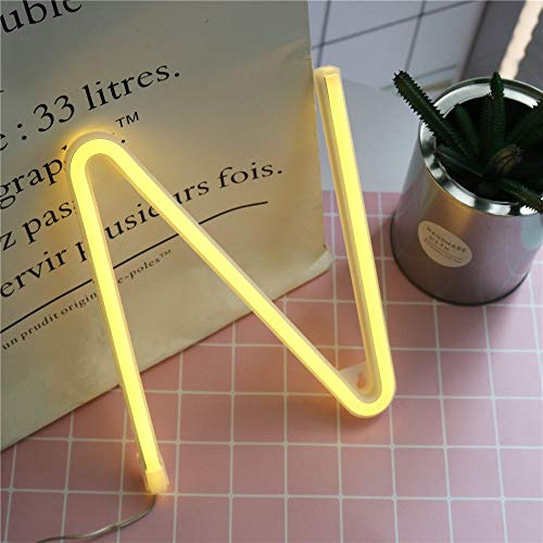 Image of ENUOLI Warm White Letter Neon Sign Words Neon Lights LED Alphabet Neon(N) | Art Lights Battery /USB Operated Neon Wall Decor Light up Words for Wedding Birthday Party Christmas Home Bar Decoration