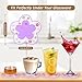 Wocoxo Coasters for Drinks, Modern Floral Pattern Silicone Coasters, Set of 4 Non-Slip Cup Mat Suitable for Kinds of Cups (Flower Purple)