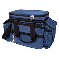 DocCheck \Doc Pack Arzttasche – viel Platz, 3-Fach gegen Nässe versiegelt, Mit Ampullarium, Handytasche, Dokumententasche (A5), Front- und Seitentaschen, Schultergurt, 40x21x28 cm (Marineblau)